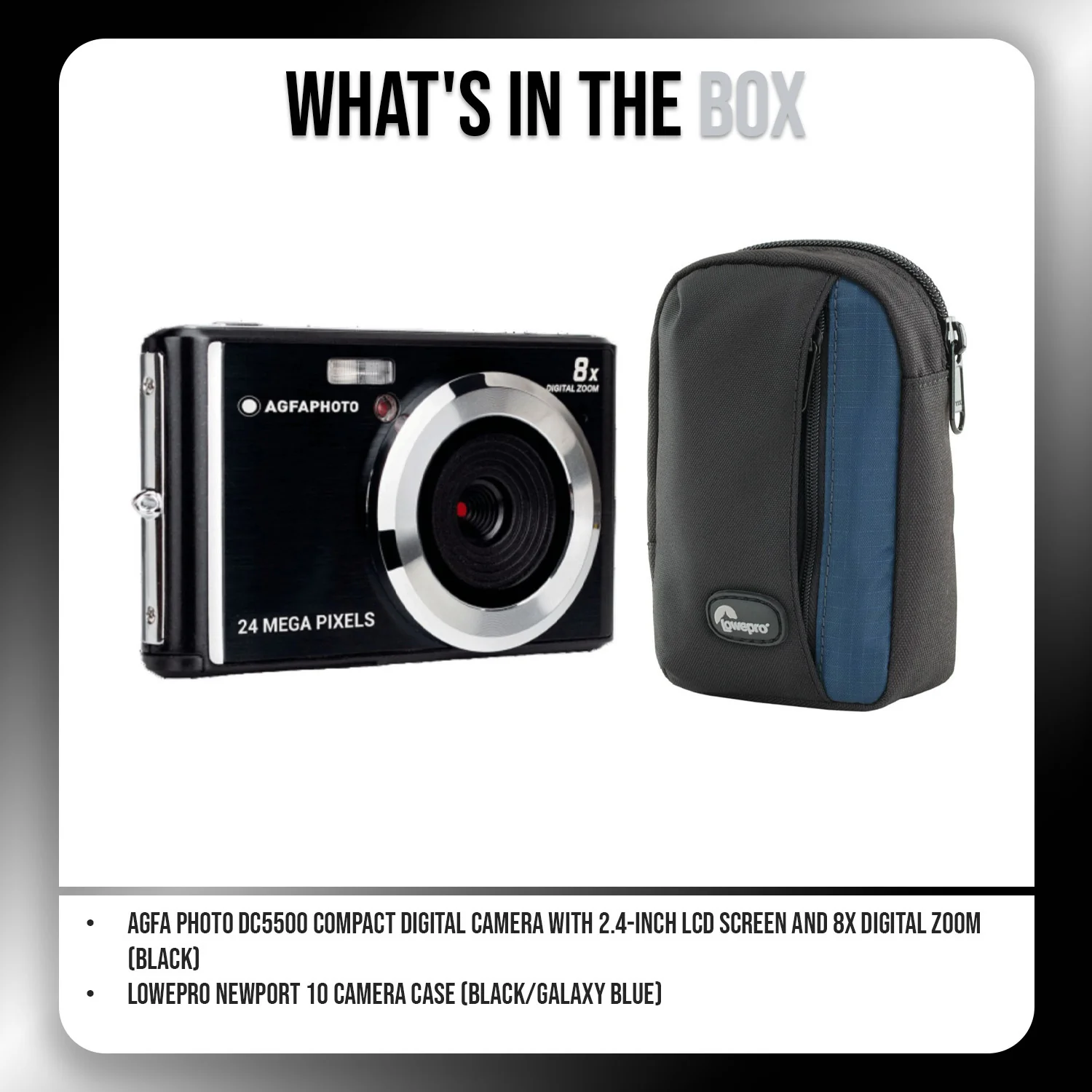 Agfa Photo DC5500 Compact Digital Camera (Black) with Camera Case (Black and Galaxy Blue) Bundle - Image 8