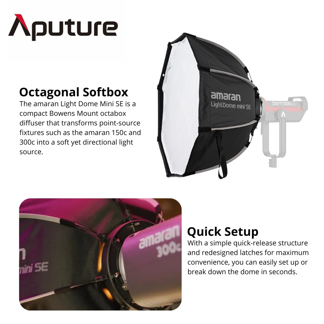 amaran Light Dome Mini SE Bowens Mount Octagonal Softbox and amaran Light Control Grid Bundle - Image 2