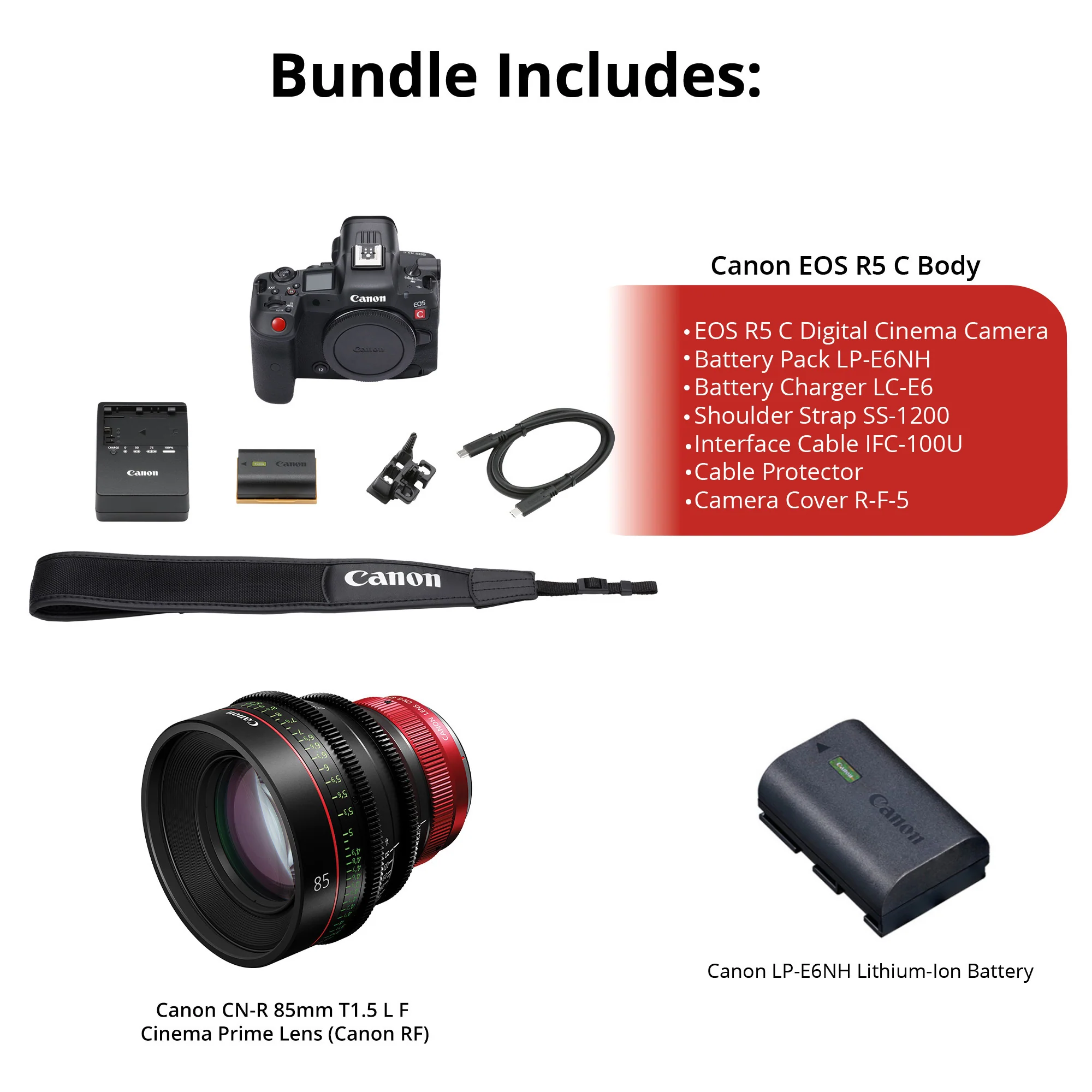 Canon EOS R5 Mirrorless Camera with CN-R 85mm T1.5 L F Cinema Prime Lens & Extra LP-E6NH Battery - Image 6