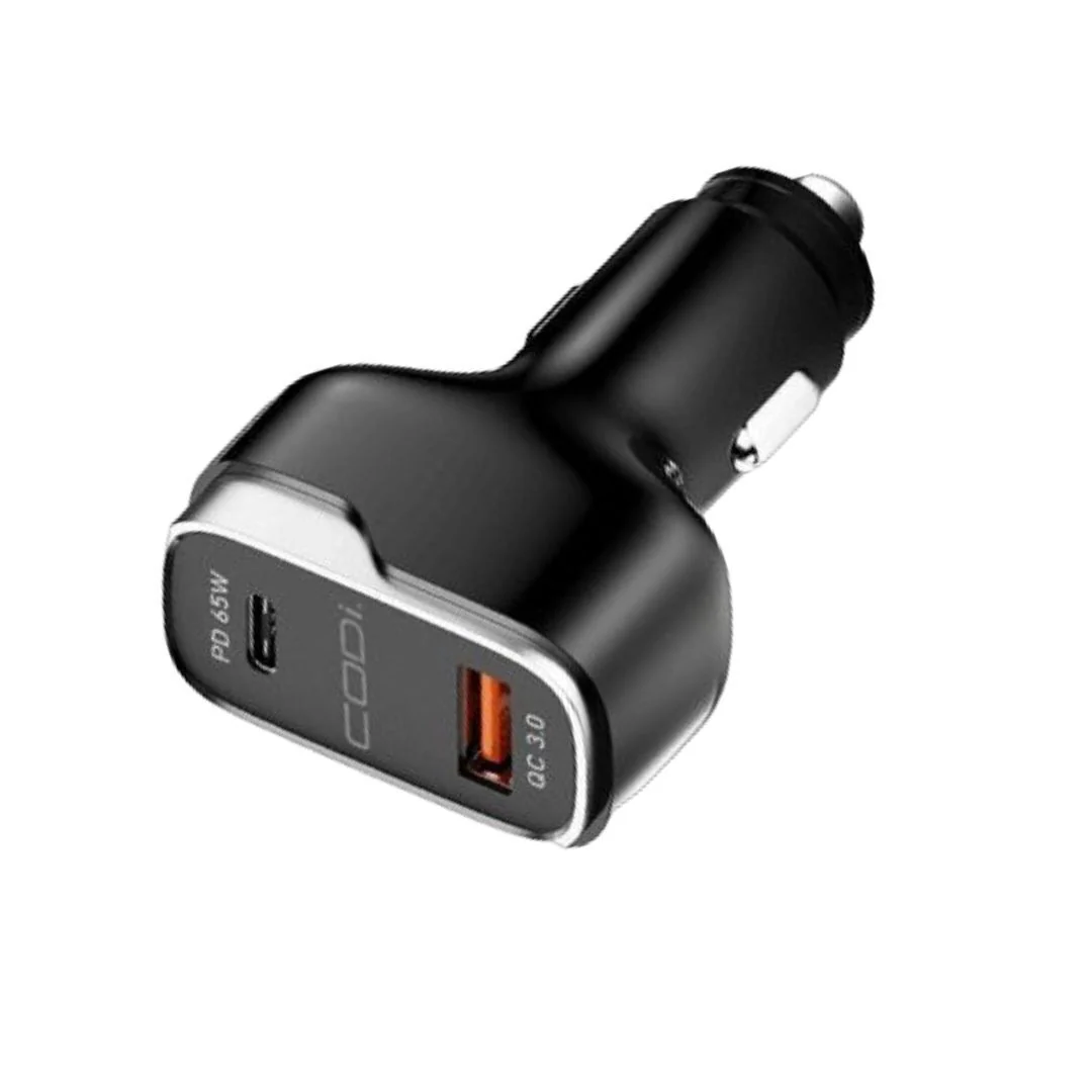 CODi 65W Dual Port Car Charger with USB-C and USB-A Quick Charge 3.0 Outputs - Image 5
