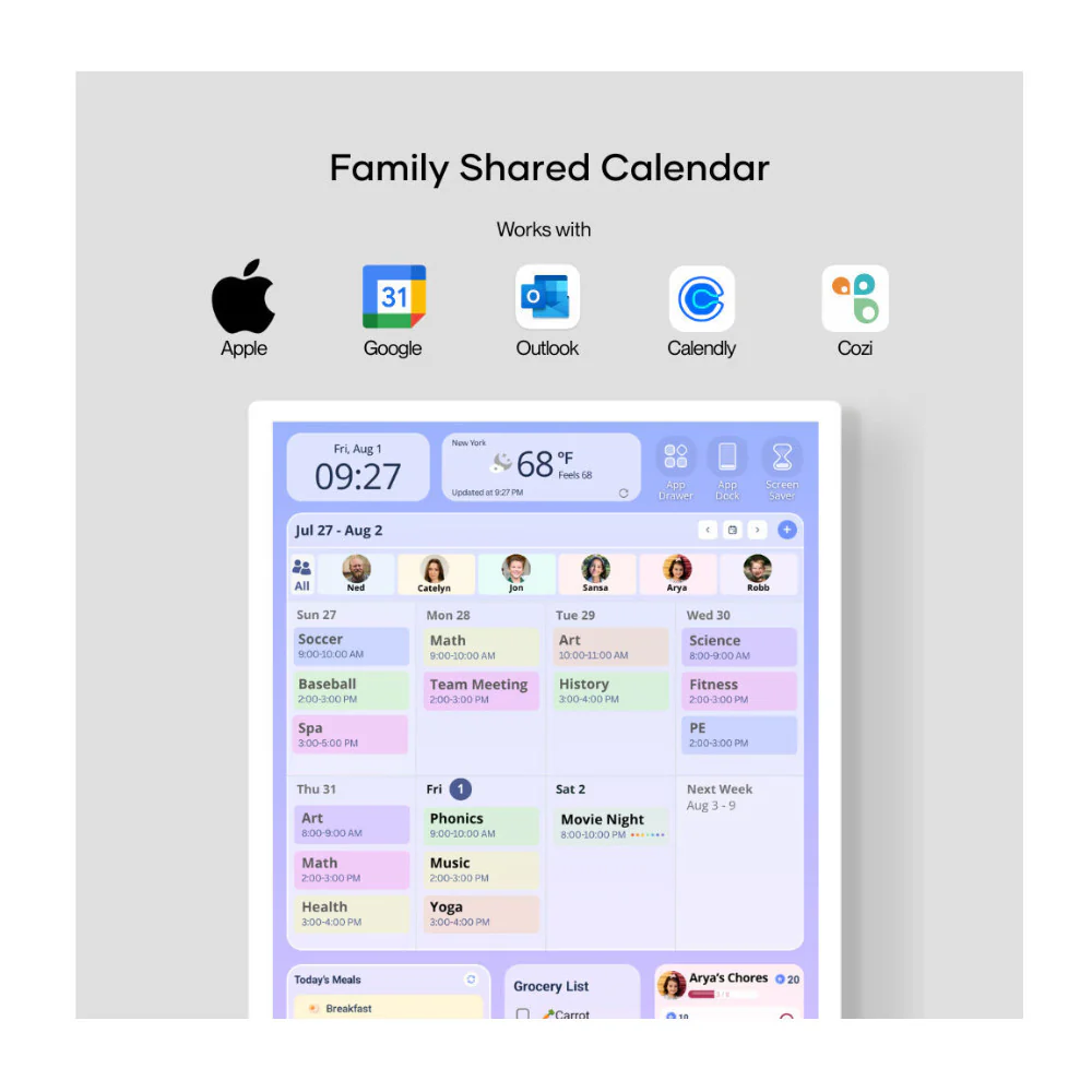 Cozyla 15.6-Inch 1080p Digital Calendar+ 2 Wall Planner Touch Screen - Image 5