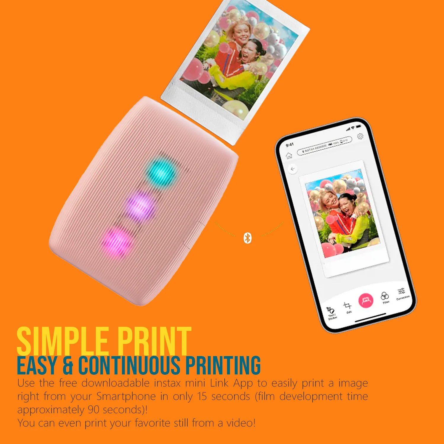 Fujifilm Instax Mini Link 3 Compact Smartphone Printer with Instax AiR Studio App (Rose Pink) Bundle - Image 3