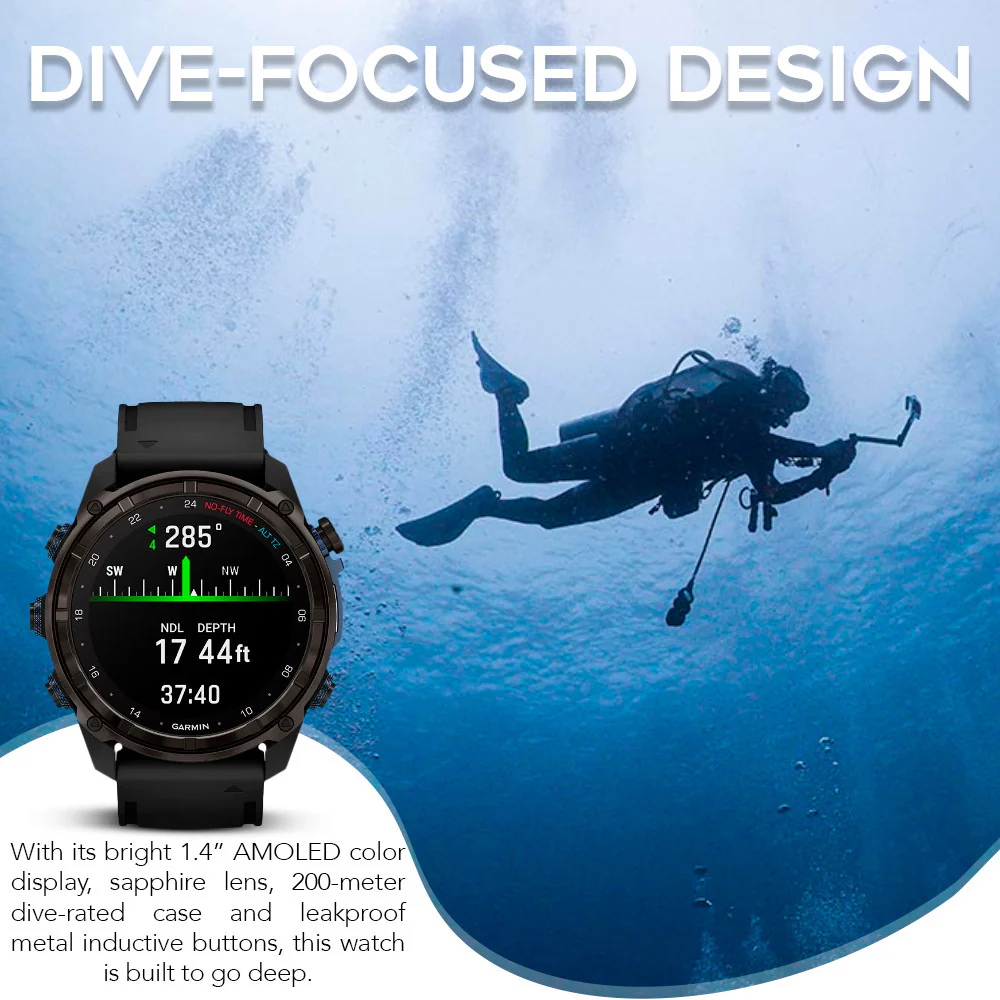 Garmin Descent Mk3i Watch Style-Dive Computer (Carbon Gray, Black) with Descent T2 Transceiver - Image 6