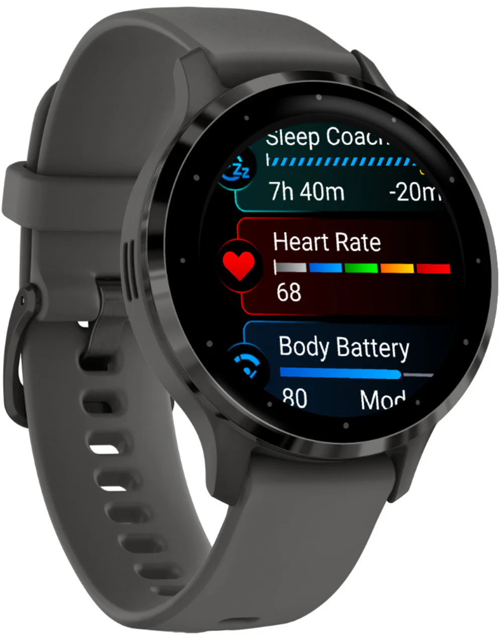 Garmin Venu 3S Slate Stainless Steel Bezel Smart Watch with 41mm Pebble Gray Case and Silicone Band - Image 4