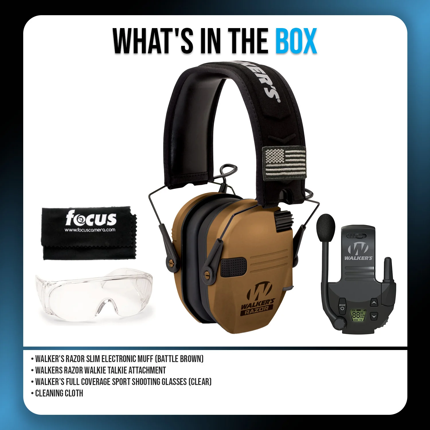 Walkers Razor Walkie Talkie Bundle with Ear Muffs and Accessories - Image 6
