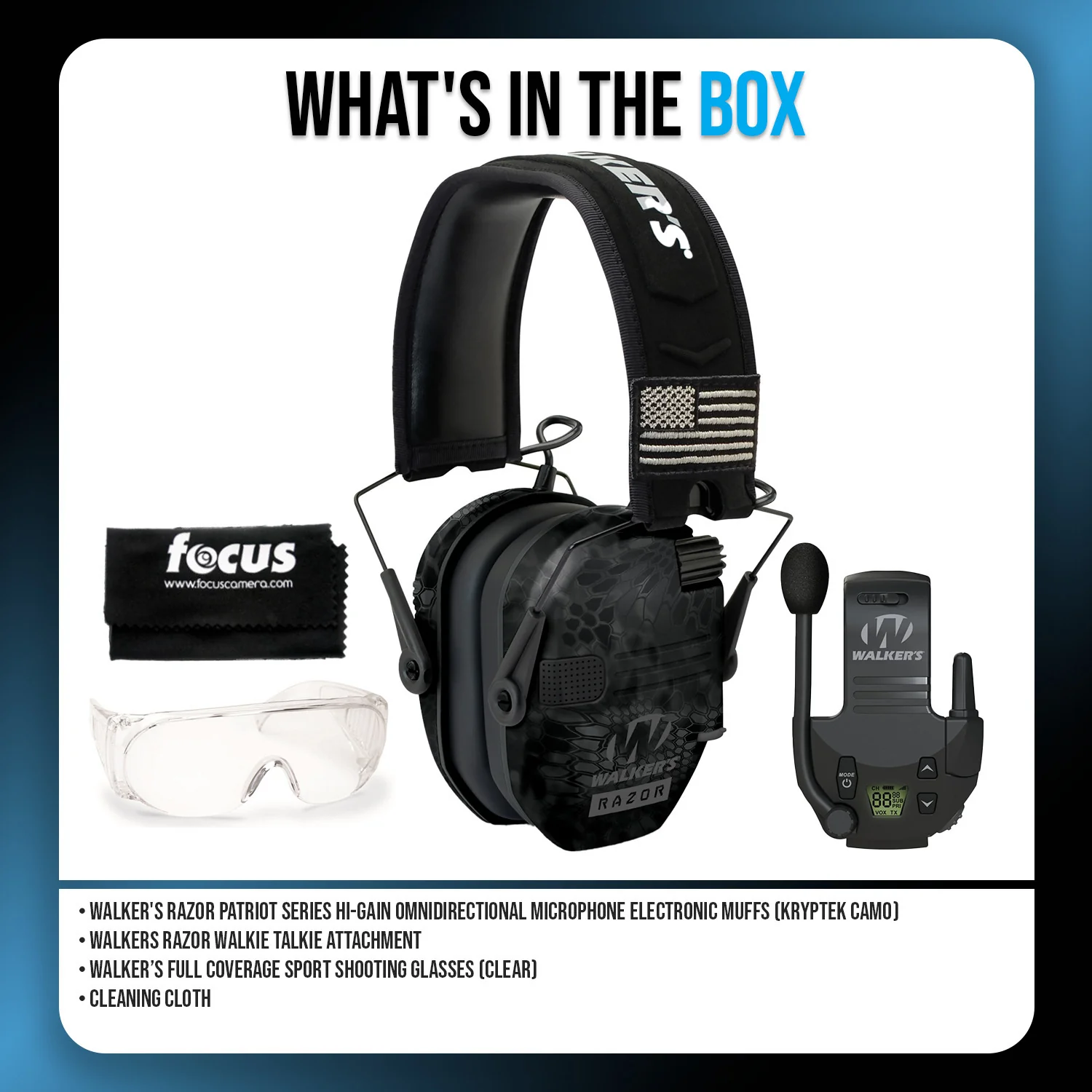 Walkers Razor Walkie Talkie Bundle with Ear Muffs and Accessories - Image 6