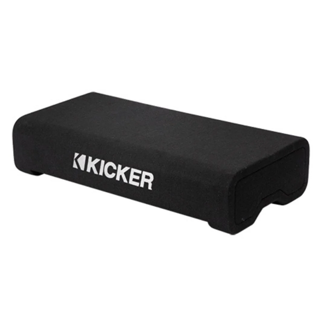 Kicker Down-Firing 8-Inch CompRT 2-Ohm TRTP Red Double Stitch Subwoofer Enclosure (Black) - Image 4