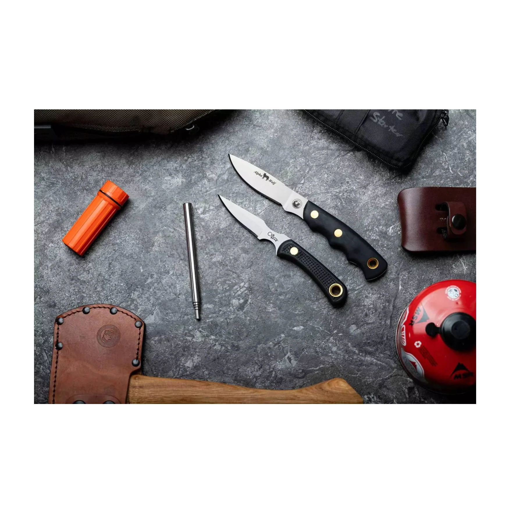 Knives of Alaska Alpha Wolf D2 Skinning and Cub Bear Caping Knife Suregrip Combo - Image 6