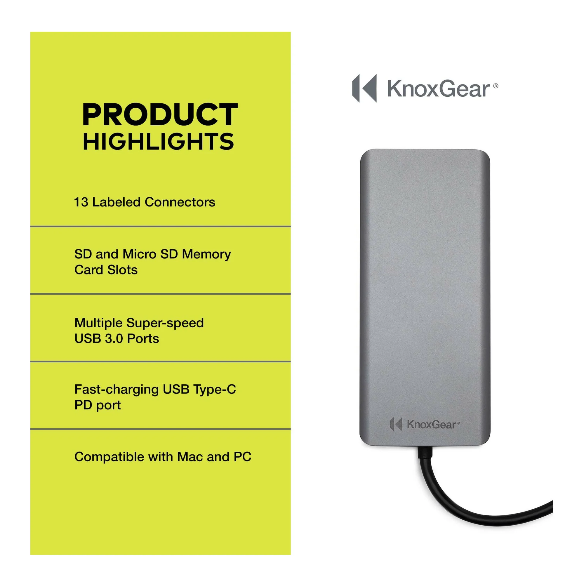 Knox Gear Kernel 13-in-1 USB-C PD Multiple Display Charging Port Hub - Image 5
