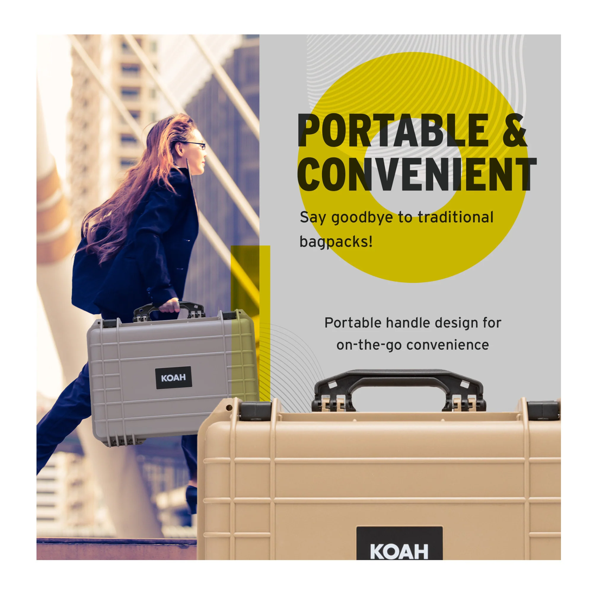 Koah Weatherproof Hard Case with Customizable Foam (18 x 14 x 7 Inch) - Tan (2-Pack) - Image 10
