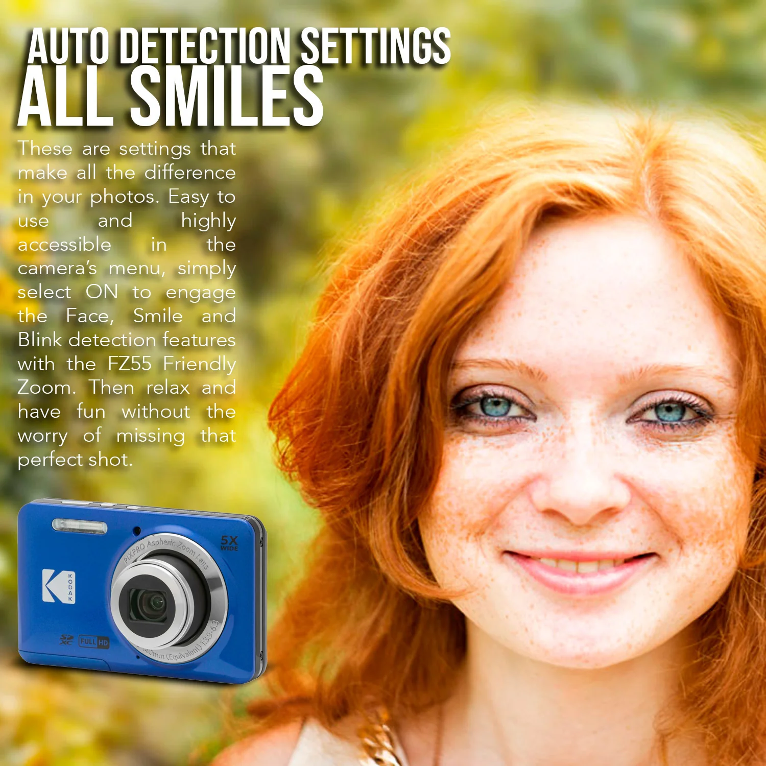 Kodak PIXPRO Friendly Zoom FZ55 Digital Camera (Blue) Bundle - Image 3