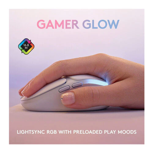 Logitech G705 Wireless Gaming Mouse with LIGHTSYNC RGB Lighting (White Mist) - Image 2
