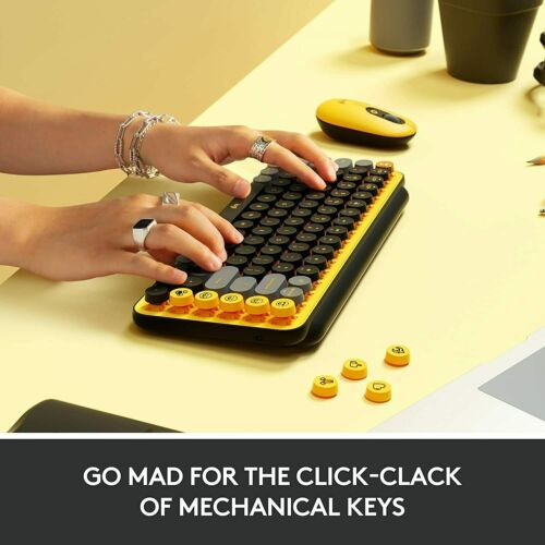 Logitech POP Keys Wireless Mechanical Keyboard with Emoji Keys - Blast Yellow - Image 2