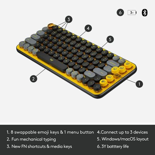 Logitech POP Keys Wireless Mechanical Keyboard with Emoji Keys - Blast Yellow - Image 4