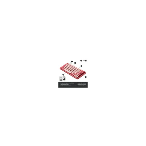 Logitech POP Keys Wireless Mechanical Keyboard with Emoji Keys Heartbreaker Rose - Image 24