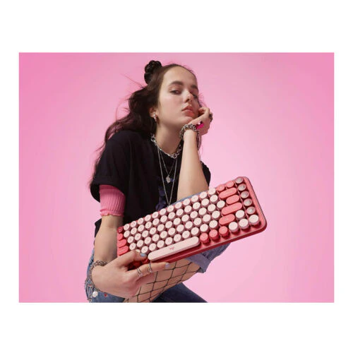 Logitech POP Keys Wireless Mechanical Keyboard with Emoji Keys Heartbreaker Rose - Image 5