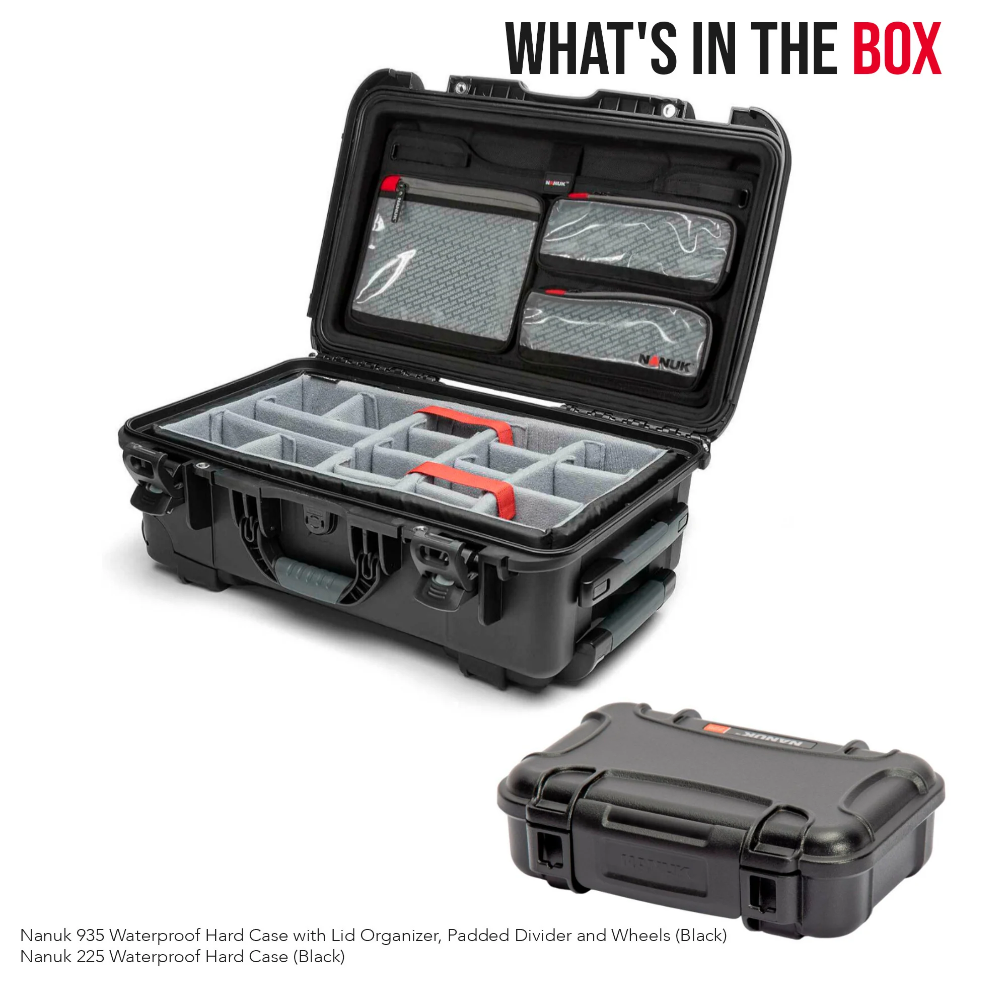 Nanuk 935 Waterproof Hard Case with Lid Organizer, Padded Divider and Wheels (Black) Bundle - Image 7