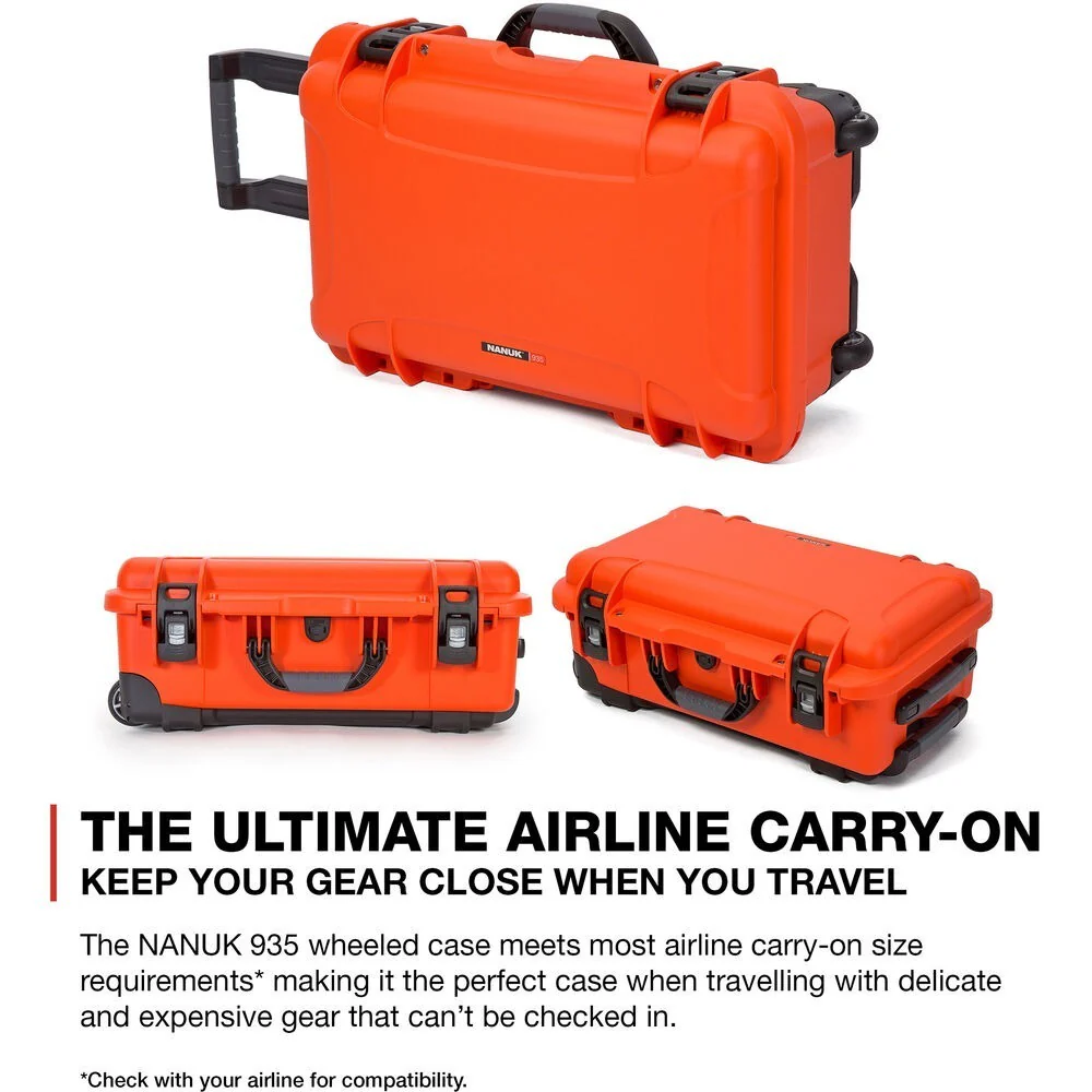 Nanuk 935 Waterproof Wheeled Hard Case with Foam and Lid Organizer (Orange) - Image 7