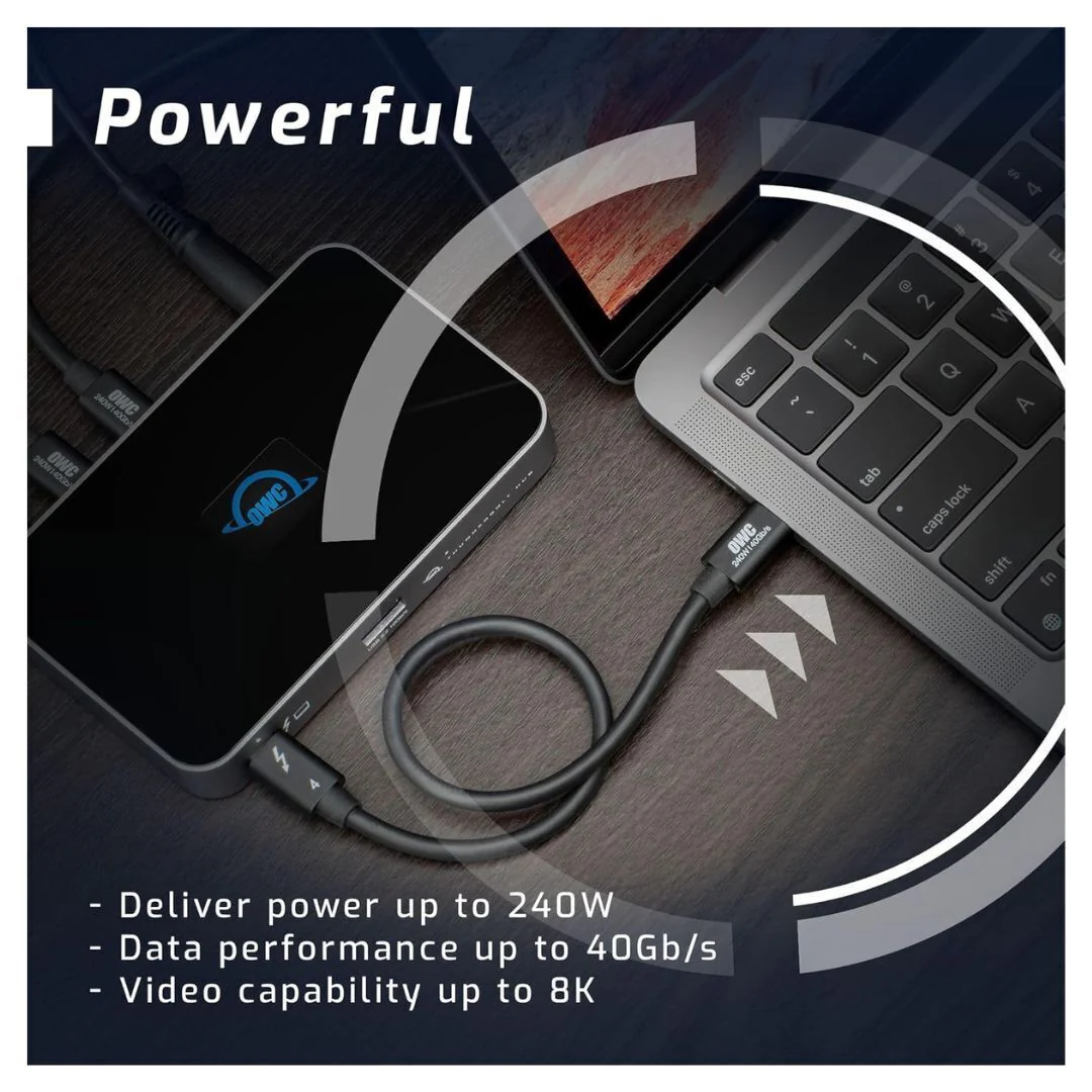 OWC 28-Inch Thunderbolt 4 and USB-C Cable with 40 GBPS Data Transfer and 240W Power Charging (Black) - Image 3