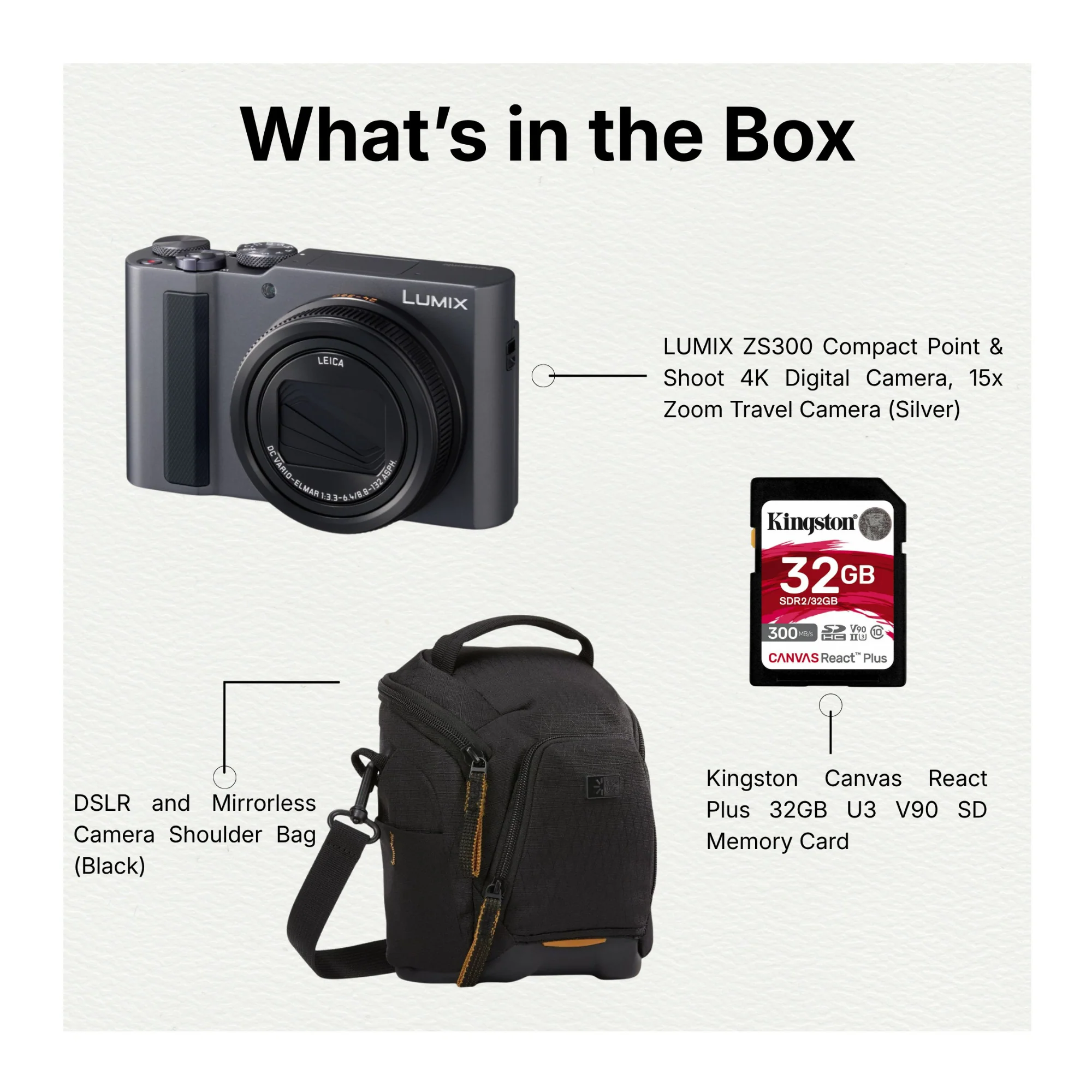 LUMIX ZS300 Compact Point and Shoot 4K Digital Camera (Silver) with Accessories - Image 9