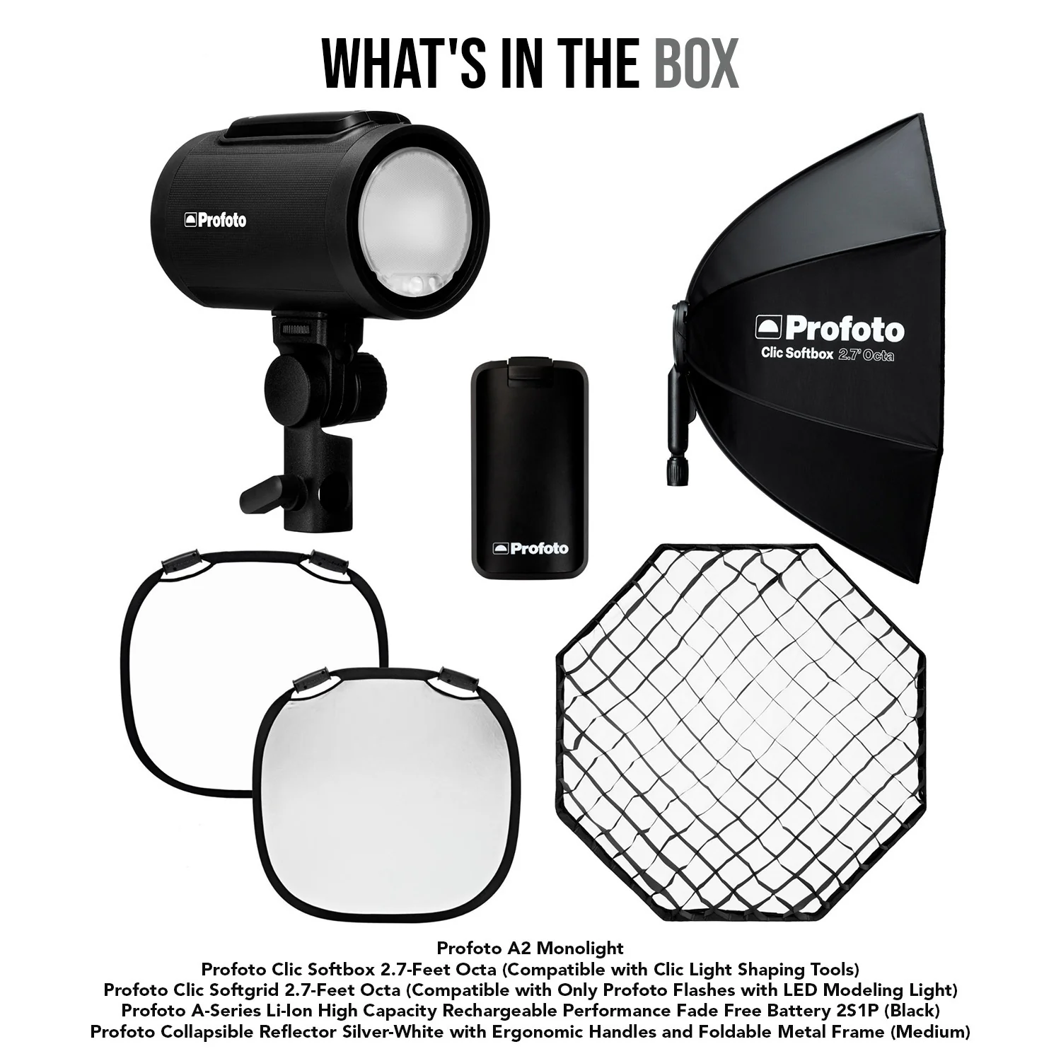 Profoto A2 Monolight with Clic Softbox 2.7-Feet Octa and Clic Softgrid 2.7-Feet Octa Bundle - Image 7