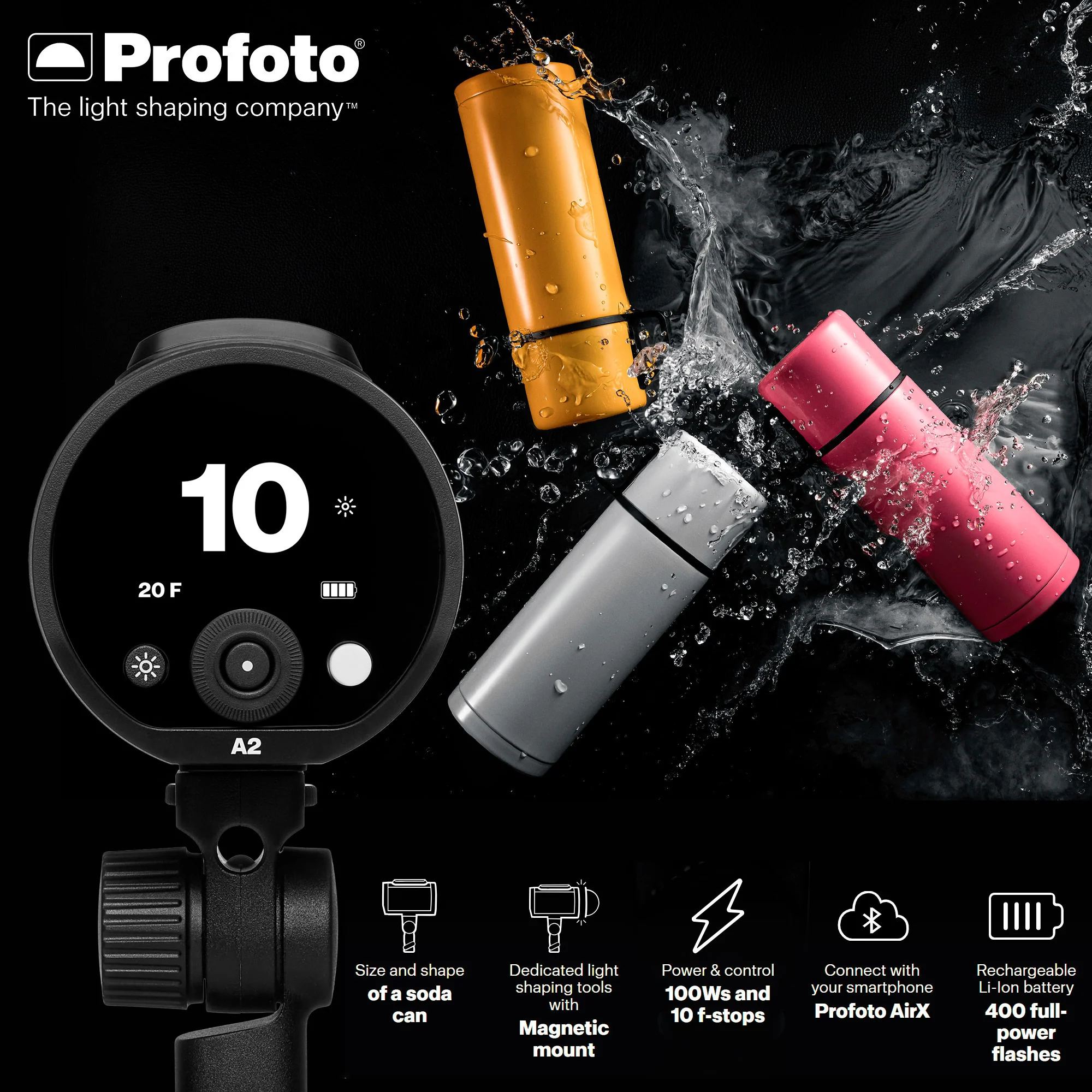 Profoto A2 Monolight and Profoto Connect Pro Remote with Hundred Channels (Non-TTL, Black) Bundle - Image 4