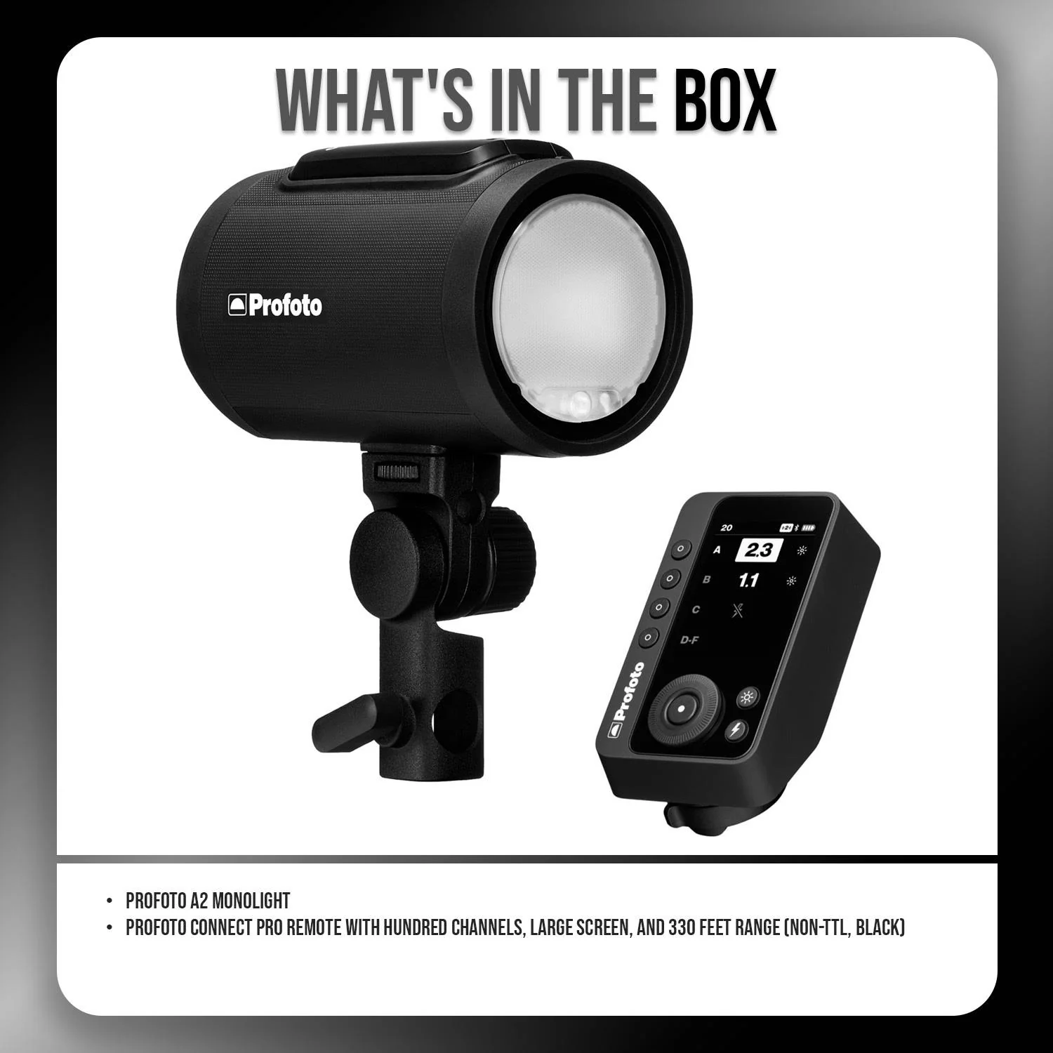Profoto A2 Monolight and Profoto Connect Pro Remote with Hundred Channels (Non-TTL, Black) Bundle - Image 7
