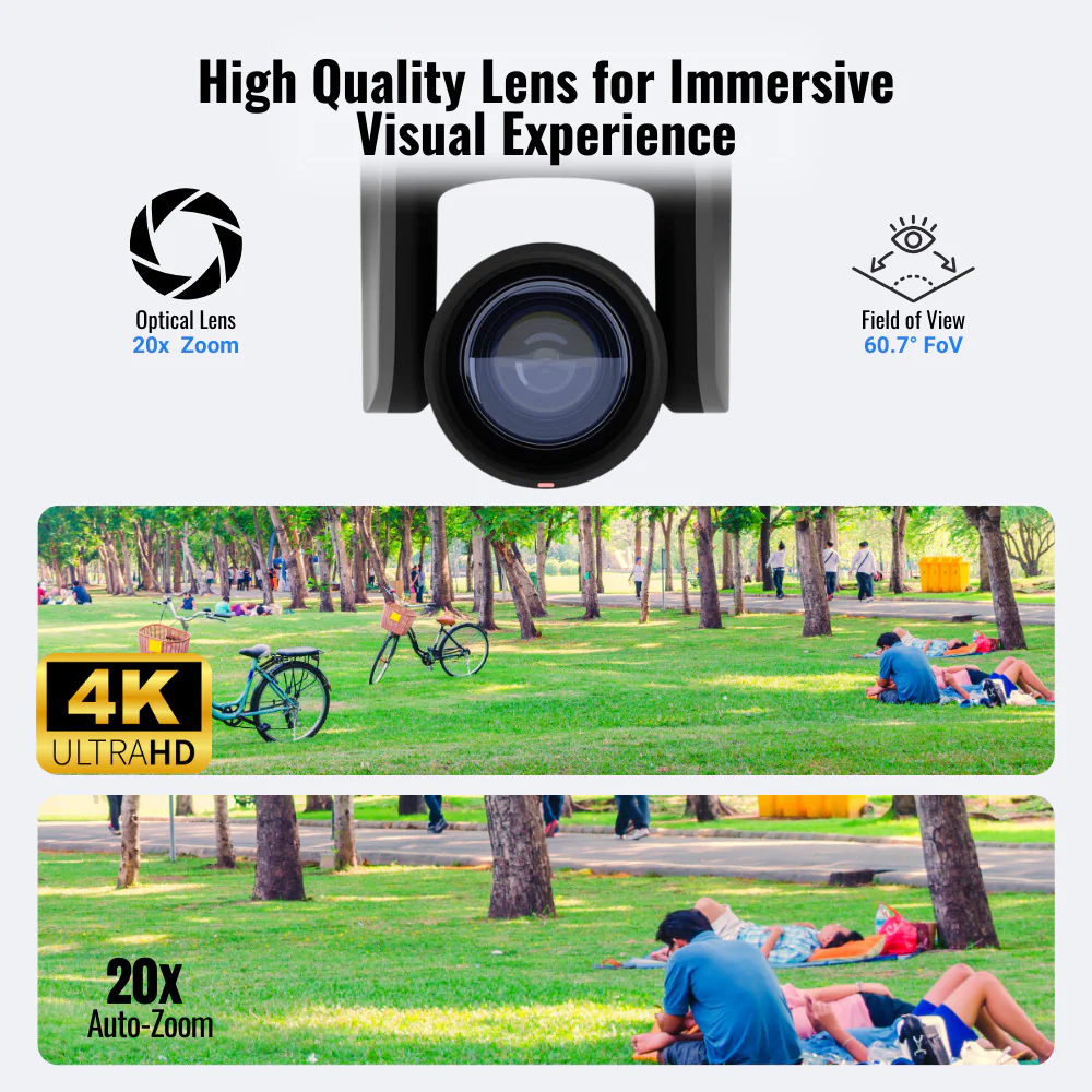 PTZOptics Move SE 20x 1080p Full HD Advanced PTZ Auto-Tracking Pan Tilt Zoom Camera (Gray) Bundle - Image 5