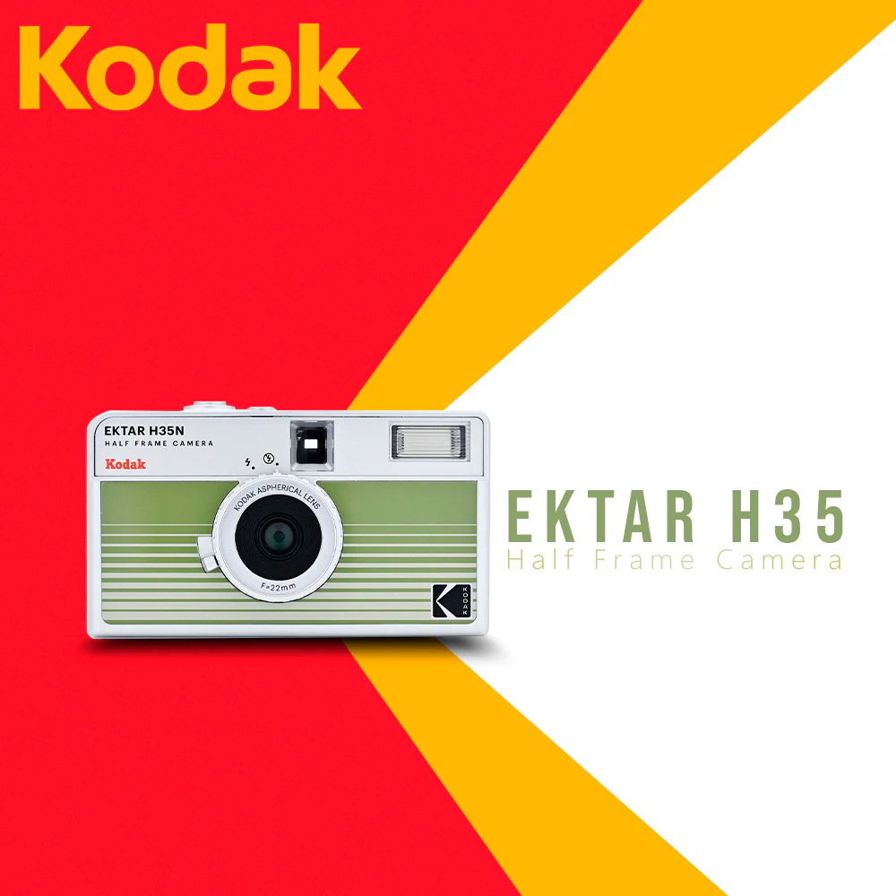 Kodak Ektar H35N 35mm Half Frame Film Camera with Star Filter and Tripod Support (Striped Green) - Image 2