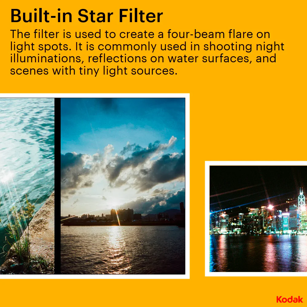 Kodak Ektar H35N 35mm Half Frame Film Camera with Star Filter and Tripod Support (Glazed Blue) - Image 3