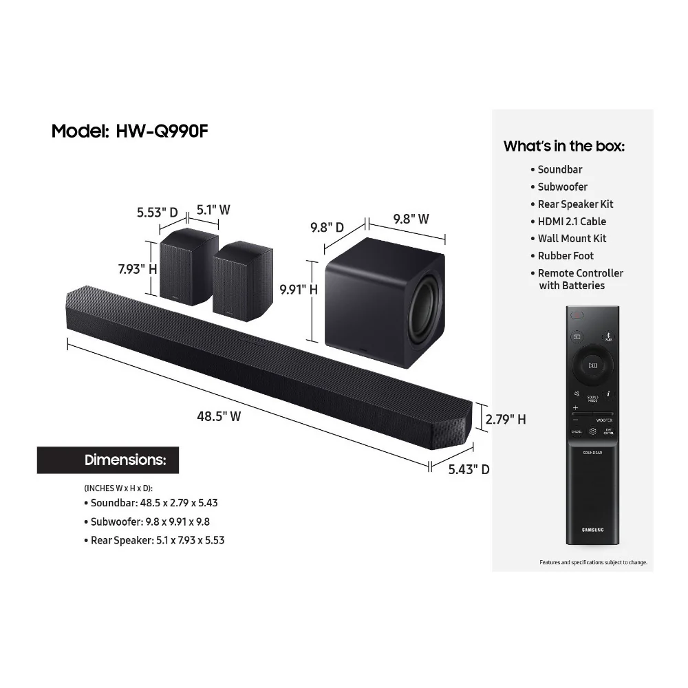 Samsung Q-Series HW-Q990F 11.1.4ch Soundbar with Wireless Dolby Atmos - Image 4