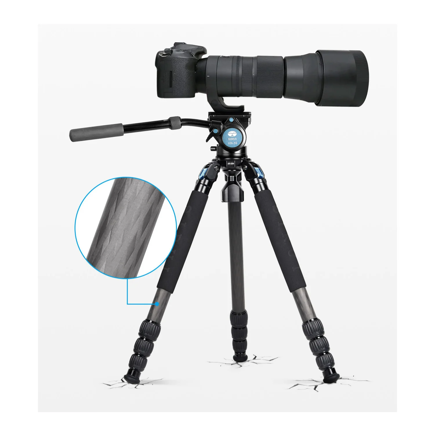 Sirui 59-Inch 4 Section 55 Pound Capacity Strong and Study Carbon Fiber Tripod for Wildlife Shooting - Image 4
