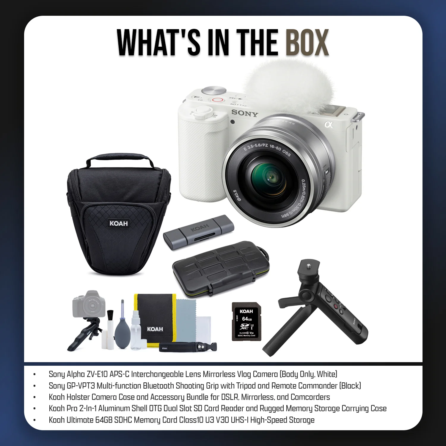 Sony Alpha ZV-E10 APS-C Vlog Camera with 16-50mm Lens (White) and Vlogger Accessory Kit Bundle - Image 7