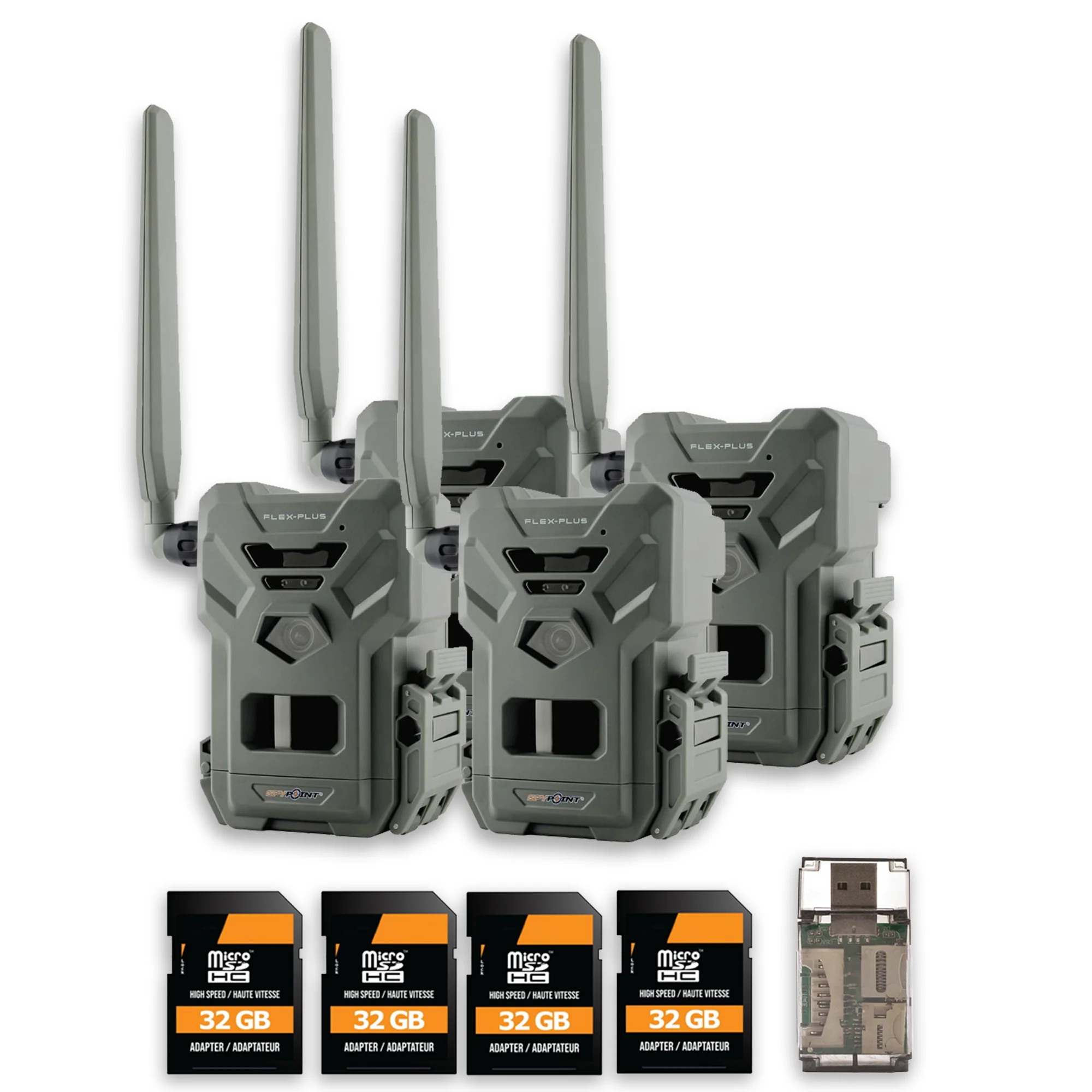 Spypoint FLEX-PLUS Cellular Trail Camera with Memory Card (4-Pack) and Reader - Image 9