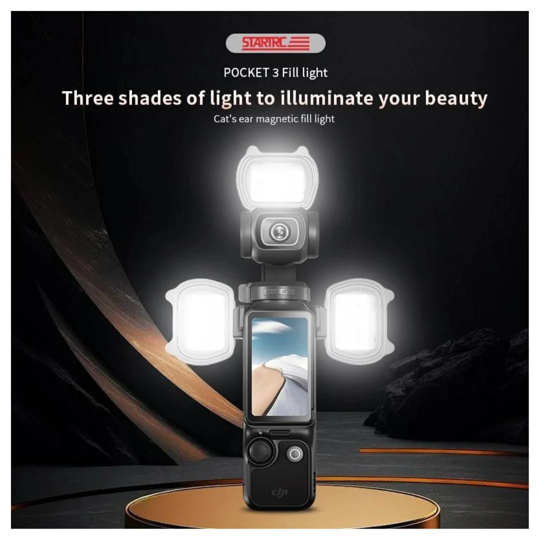 STARTRC Magnetic Fill Light with Bracket for DJI Pocket 3 with USB Charging and Portable Size (Gray) - Image 5