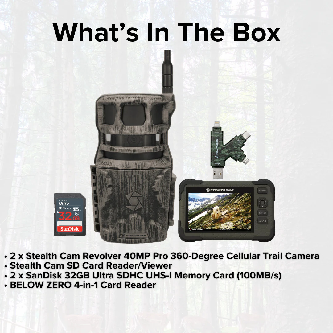 Stealth Cam Revolver 40MP Pro 360 Degree Cellular Trail Camera with SD Card Reader (2-Pack) Bundle - Image 7