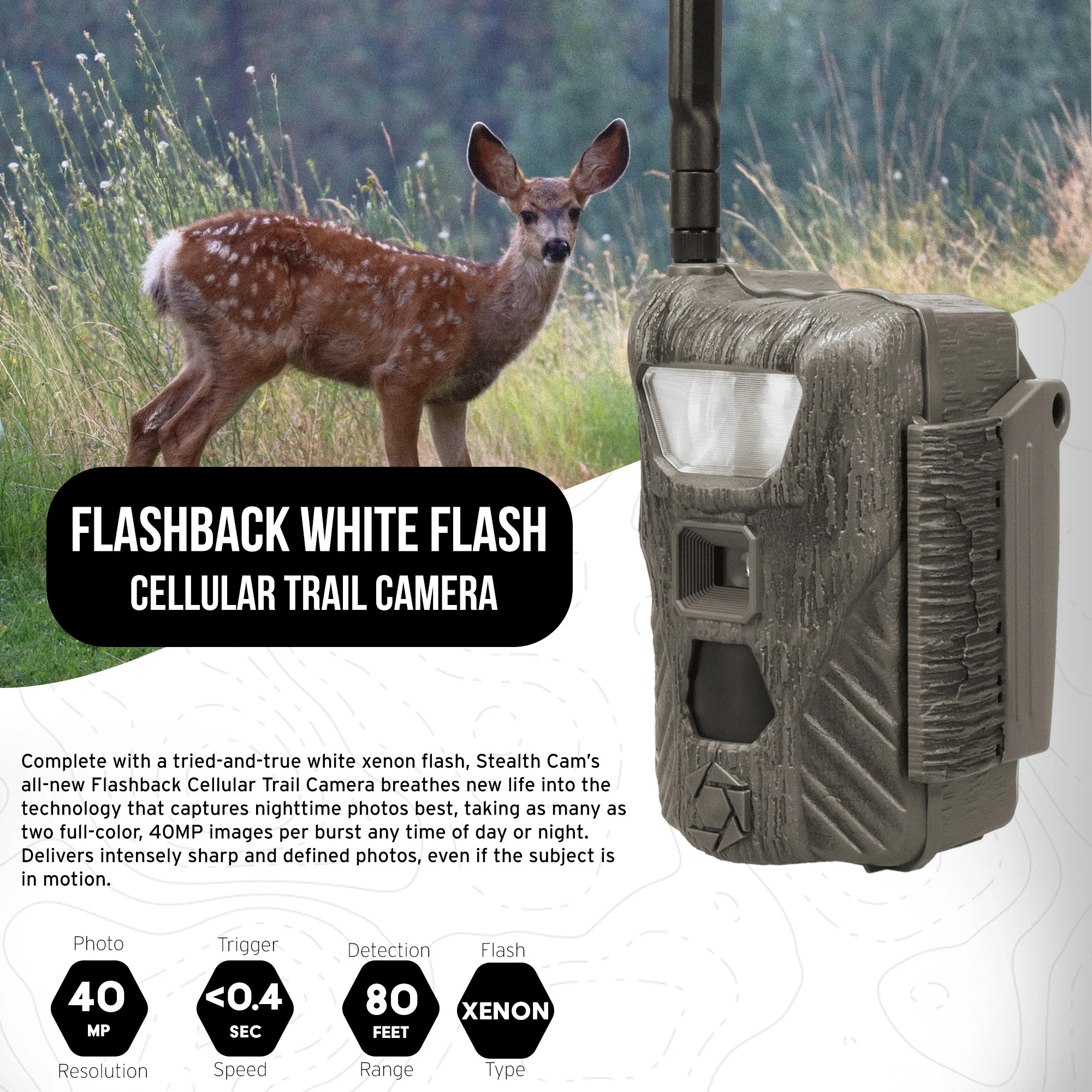 Stealth Cam Flashback 40MP White Flash Cellular Trail Camera with 32GB Memory Card and Card Reader - Image 2