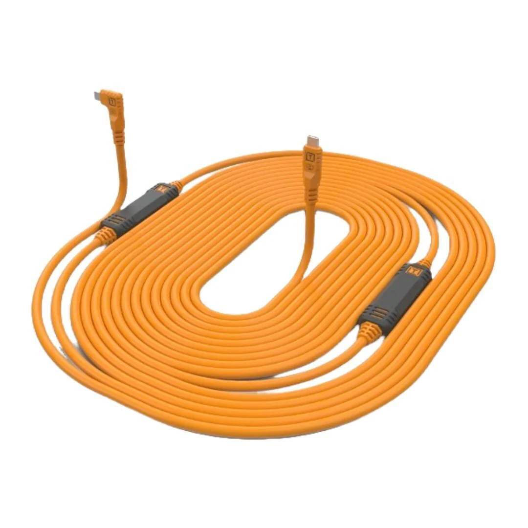 Tether Tools TetherPro USB-C to USB-C 31-Feet Straight to Right Angle Cable (Orange) - Image 2