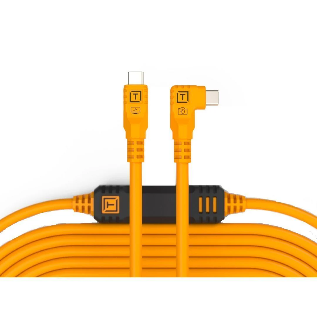 Tether Tools TetherPro USB-C to USB-C 31-Feet Straight to Right Angle Cable (Orange) - Image 3