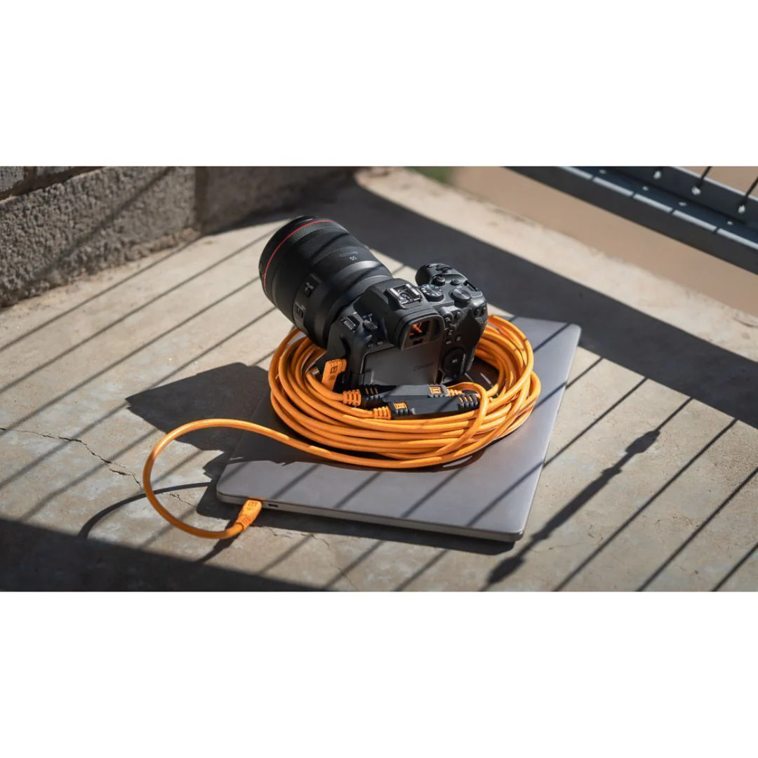 Tether Tools TetherPro USB-C to USB-C 31-Feet Straight to Right Angle Cable (Orange) - Image 5