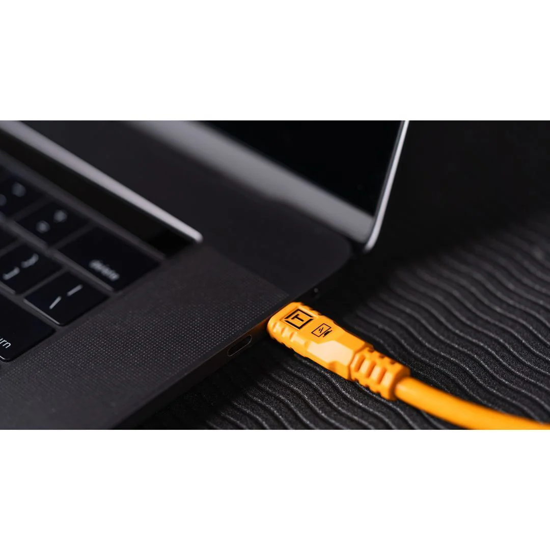 Tether Tools TetherPro USB-C to USB-C 31-Feet Straight to Right Angle Cable (Orange) - Image 6