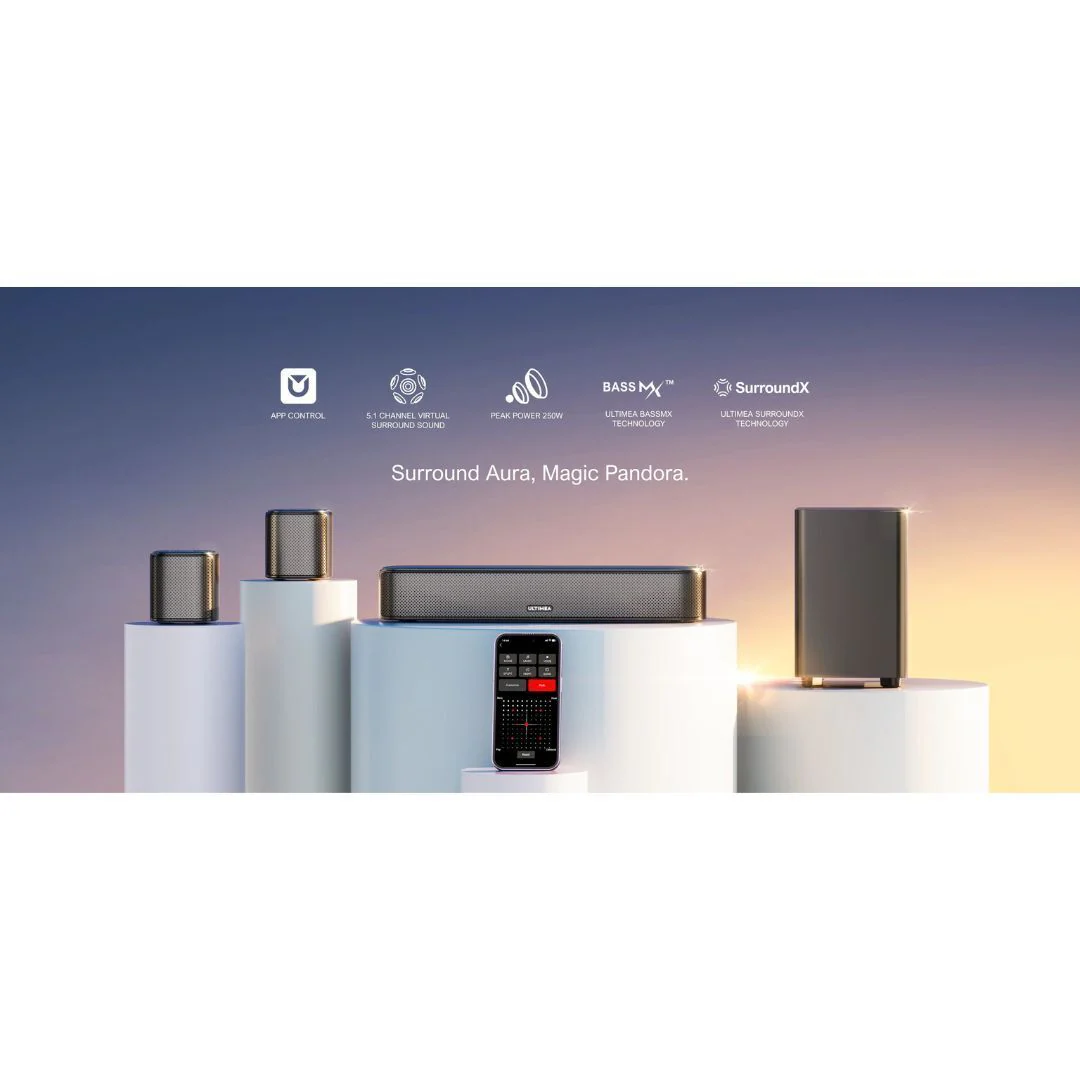 Ultimea Aura A30 5.1 Channel Virtual Surround Soundbar with Smart App Controls (Black) - Image 6