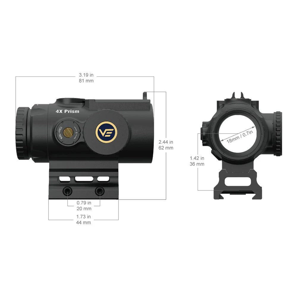 Vector Optics Paragon SCPS-M04 4x24 Mini Prism Sight BDC Reticle Riflescope - Image 4